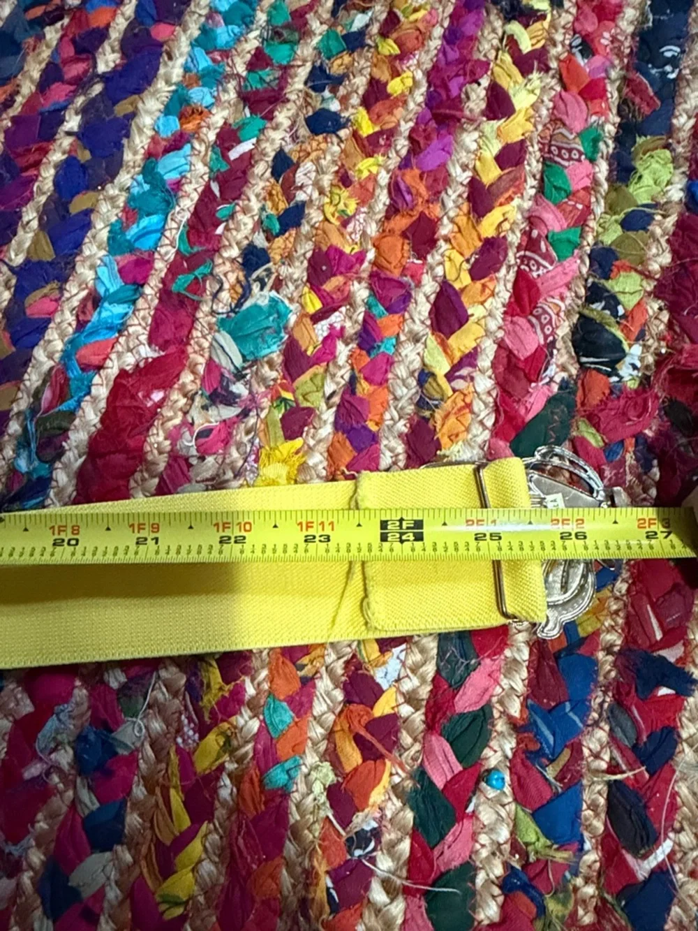70’s VINTAGE Yellow Elastic Belt with Butterfly Buckle